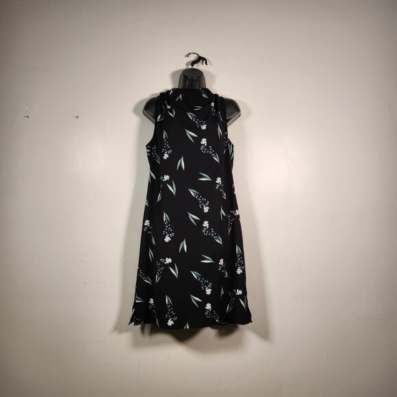 APT 9 Halter Neck Mini Dress Womens Small Black Multi Floral Sleeveless Pockets - Picture 1 of 12